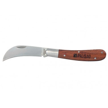 Купить Нож садовый, 170 мм, складной, изогнутое лезвие, деревянная рукоятка PALISAD