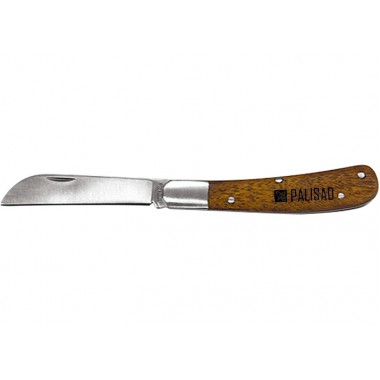 Купить Нож садовый, 173 мм, складной, прямое лезвие, деревянная рукоятка PALISAD